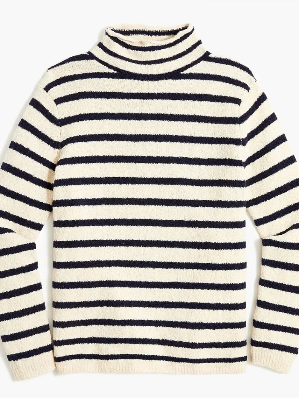 J. Crew Navy & White/Cream Striped Cozy Rollneck Pullover Sweater